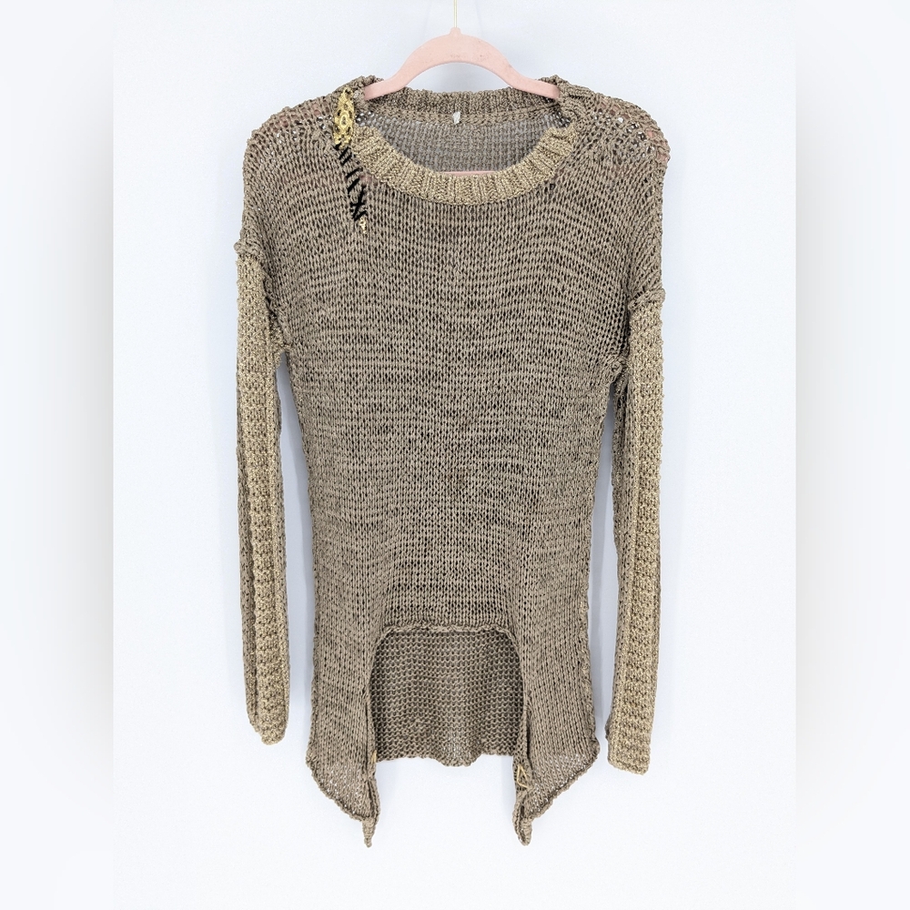Elisa Cavaletti Knit Asymmetrical Top Gold Womens Medium Avant Garde Chic - Picture 9 of 15